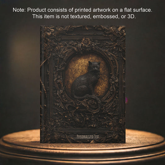 Antique Gothic Black Cat Journal - Vintage-Inspired Notebook with Ornate Frame Design