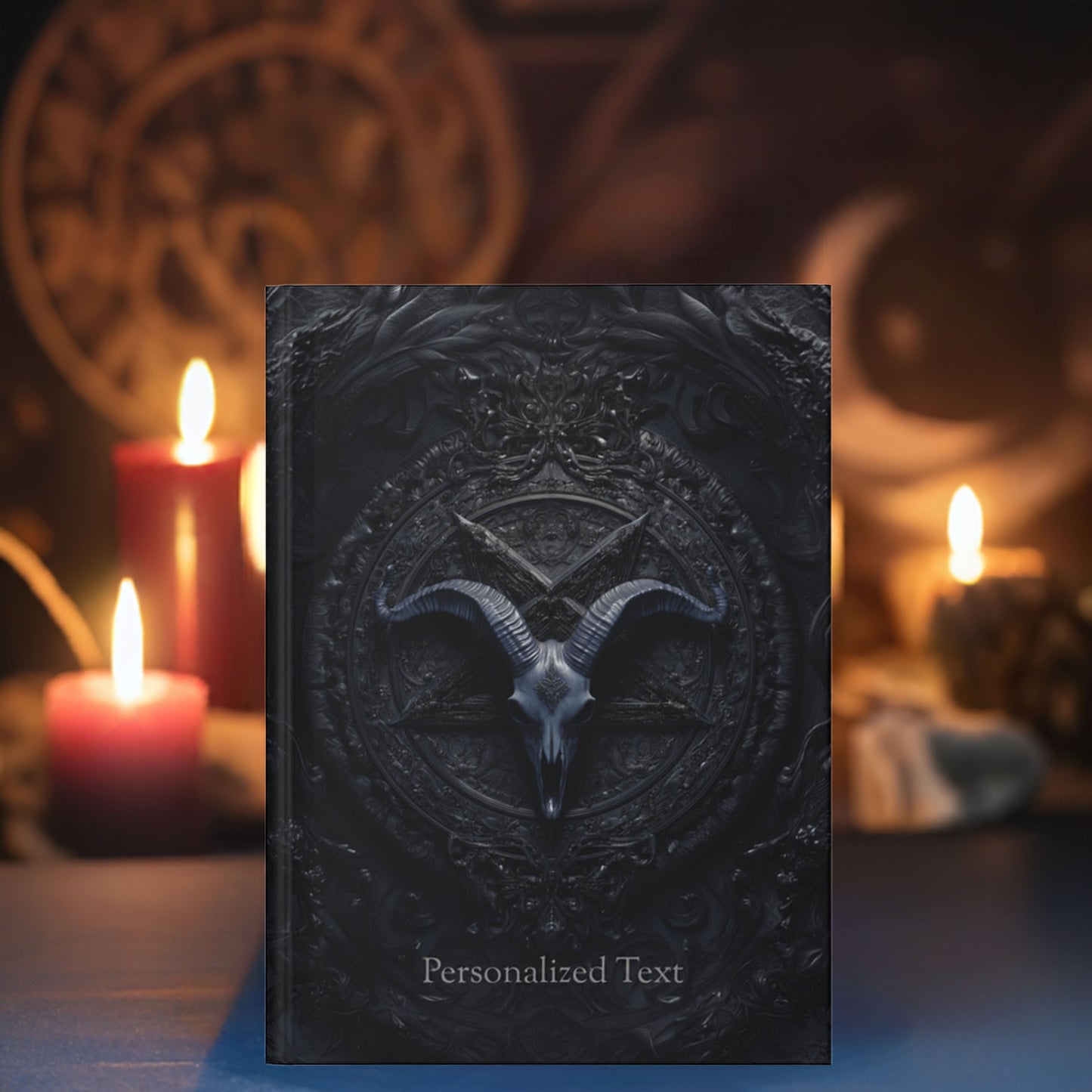 Gothic Goat Skull Journal - Dark Occult Notebook with Personalized Text