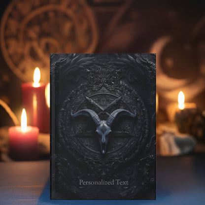 Gothic Goat Skull Journal - Dark Occult Notebook with Personalized Text