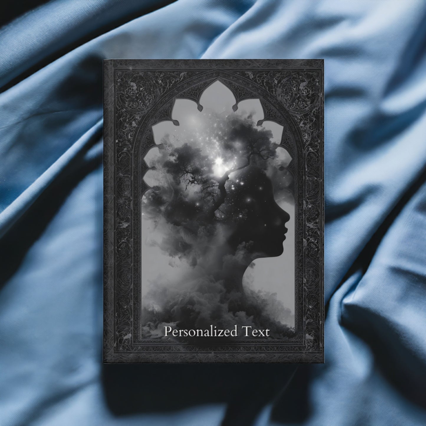 Celestial Dreamscape Journal - Mystical Silhouette Notebook with Personalized Text