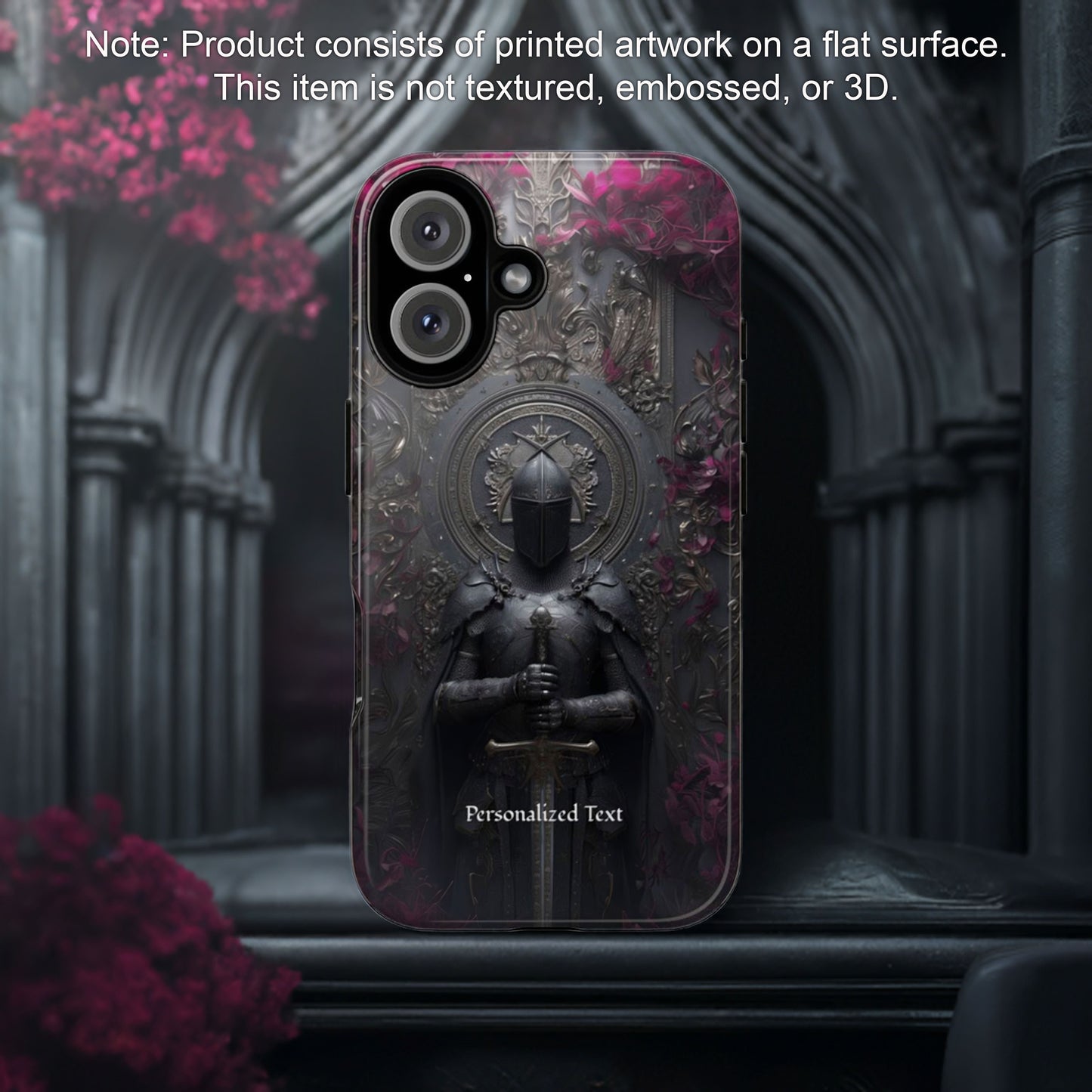 Personalized Gothic Knight Phone Case (Matte) - Dark Medieval Armor Design with Custom Text