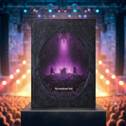 Personalized Gothic Rock Concert Notebook - Dark Stage Journal with Band Silhouette