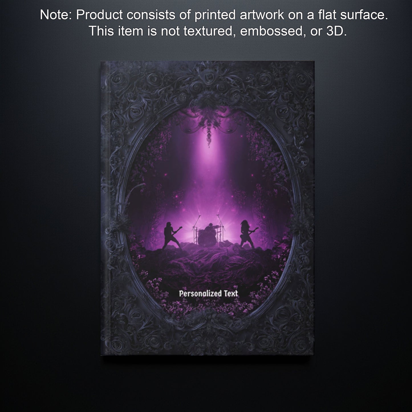 Personalized Gothic Rock Concert Notebook - Dark Stage Journal with Band Silhouette