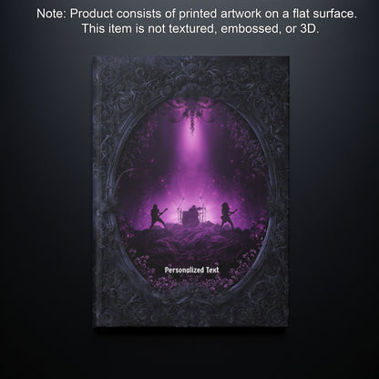 Personalized Gothic Rock Concert Notebook - Dark Stage Journal with Band Silhouette