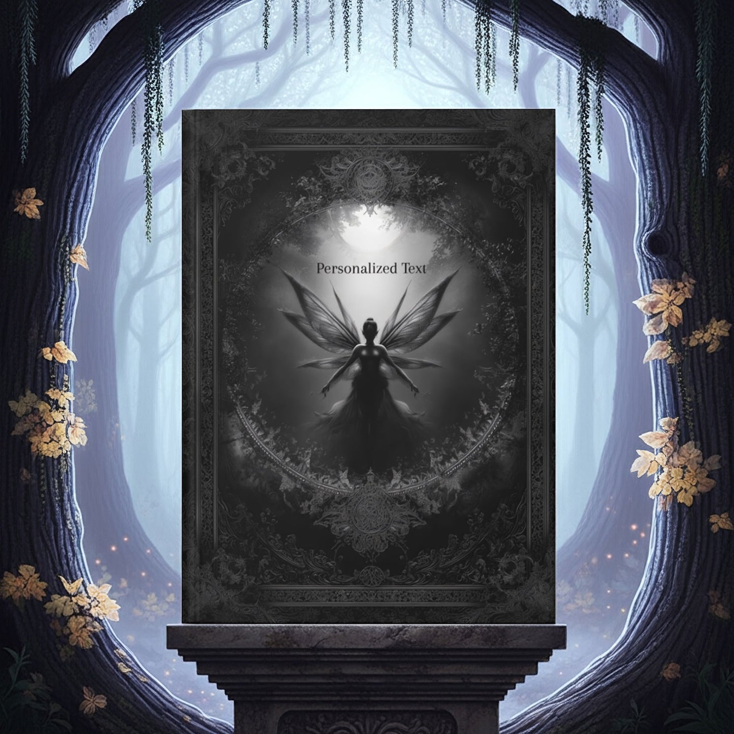 Personalized Gothic Fairy Journal - Dark Fantasy Notebook with Moonlit Wings