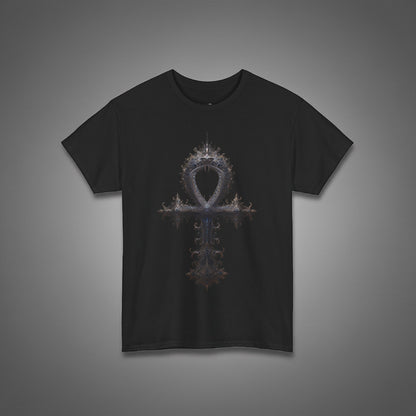 Gothic Ankh T-Shirt - Ornate Dark Symbol of Life Tee for Occult and Mystic Fashion, Unisex T-Shirt for Spirituality, Casual Wear, Gifts