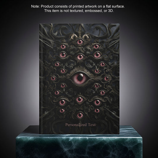 All-Seeing Eyes Gothic Journal - Custom Dark Fantasy Notebook with Personalized Text