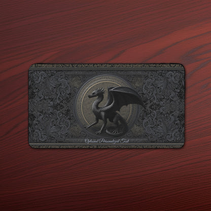 Black Gothic Dragon Desk Mat – Personalized Medieval Fantasy Desk Pad for Office or Gaming