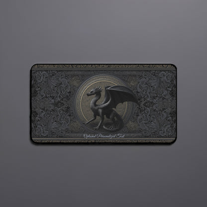 Black Gothic Dragon Desk Mat – Personalized Medieval Fantasy Desk Pad for Office or Gaming