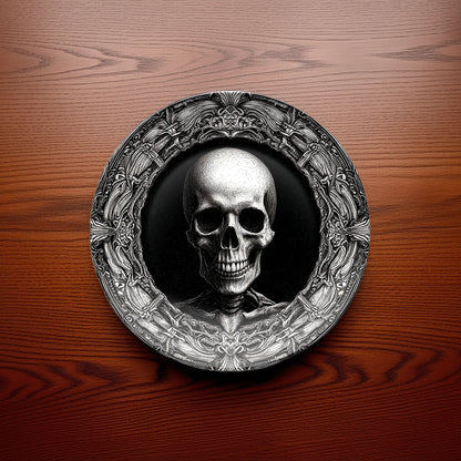 Gothic Skull Plate - Macabre Skeleton Art Decor for Gothic Homes & Halloween