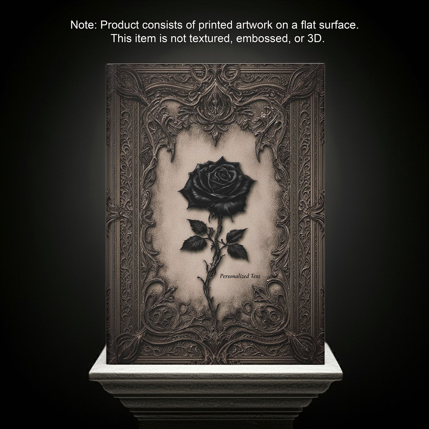 Gothic Black Rose Journal – Ornate Antique Notebook with Optional Personalized Text