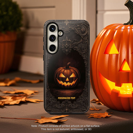 Gothic Halloween Jack-o'-Lantern Phone Case with Optional Personalized Text (Matte Finish)