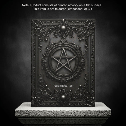 Black Pentagram Gothic Journal - Witchcraft Notebook with Optional Personalized Text