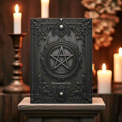 Black Pentagram Gothic Journal - Witchcraft Notebook with Optional Personalized Text