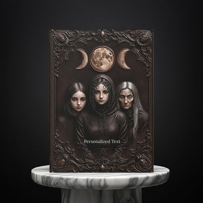 Triple Moon Goddess Gothic Journal - Wiccan Notebook with Optional Personalized Text