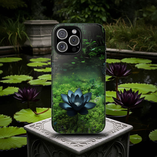 Mystical Black Lotus Phone Case - Personalized Nature Design (Glossy Finish)