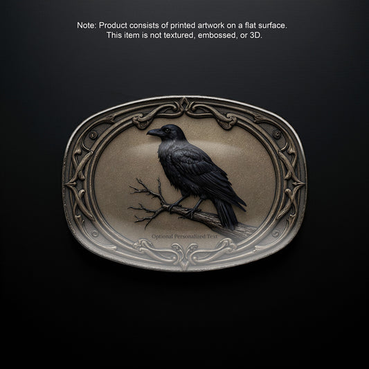 Gothic Raven Oval Platter - Vintage Crow Art Tray with Optional Personalization