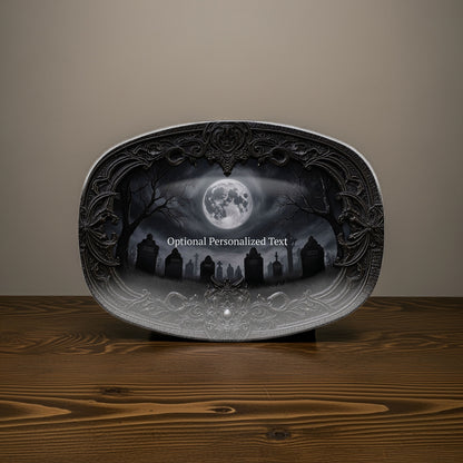 Gothic Graveyard Moonlight Platter - Personalized Haunted Cemetery Tray
