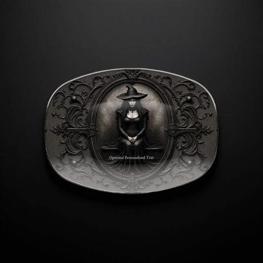 Gothic Witch Portrait Platter - Ornate Dark Art Tray with Optional Personalization