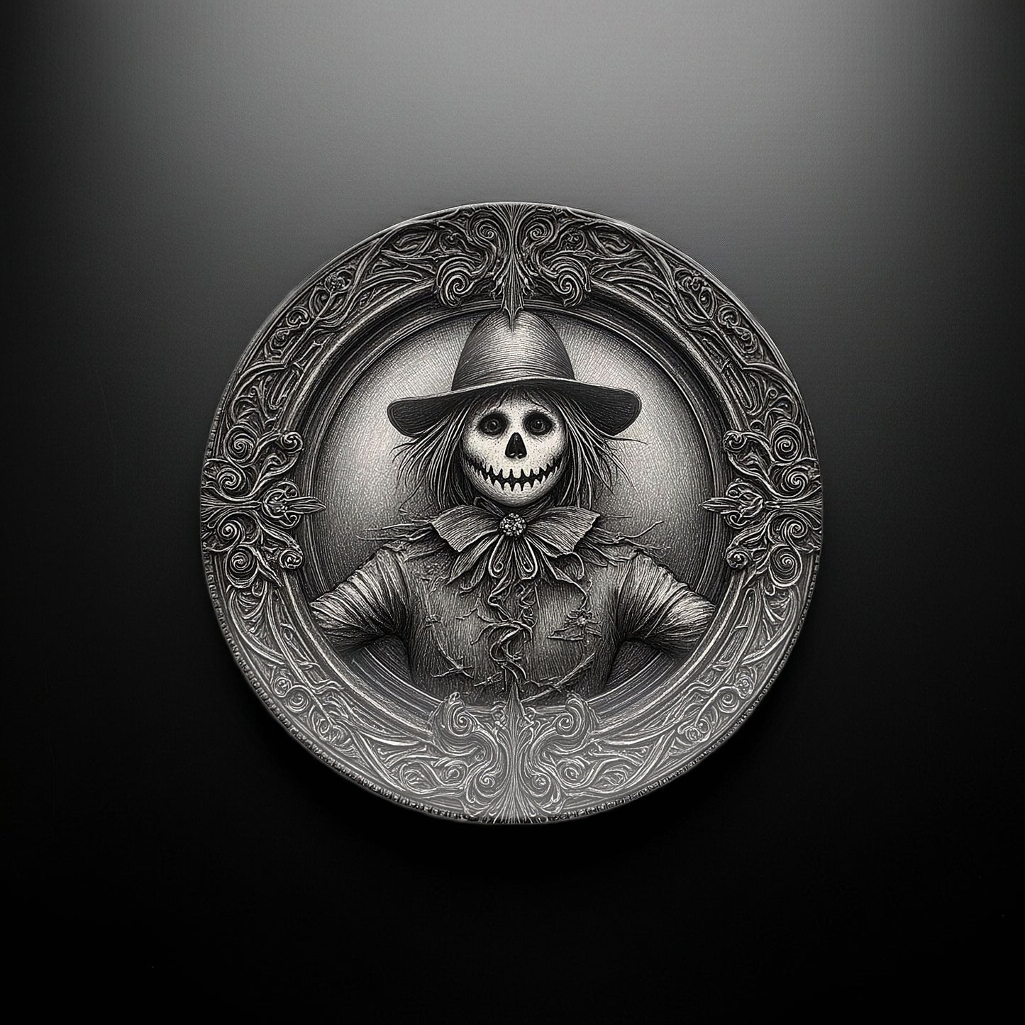 Gothic Scarecrow Plate – Halloween Horror Décor for Dark Aesthetic Homes