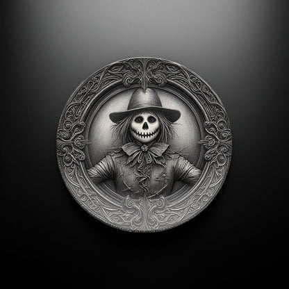 Gothic Scarecrow Plate – Halloween Horror Décor for Dark Aesthetic Homes
