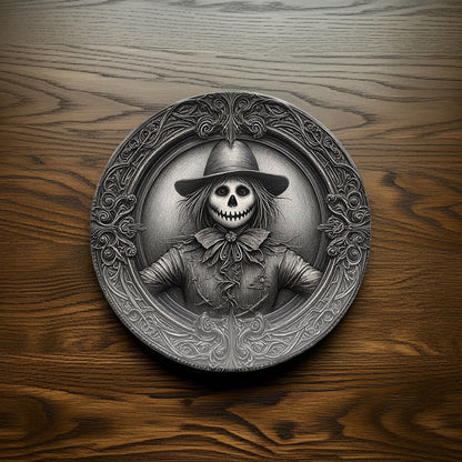 Gothic Scarecrow Plate – Halloween Horror Décor for Dark Aesthetic Homes