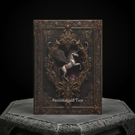 Gothic Pegasus Notebook - Fantasy Hardcover Journal with Optional Personalized Text