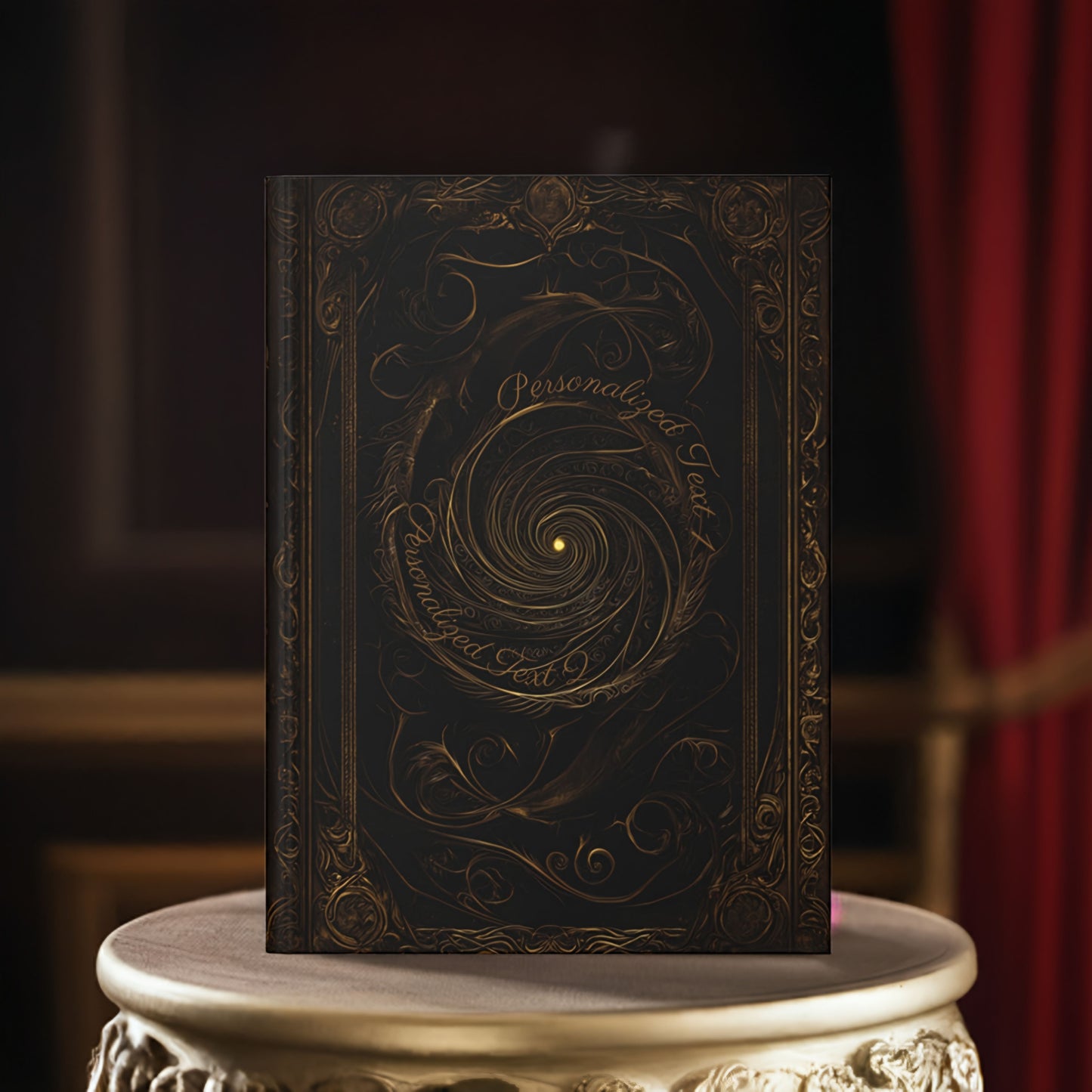 Golden Spiral Hardcover Journal - Personalized Text