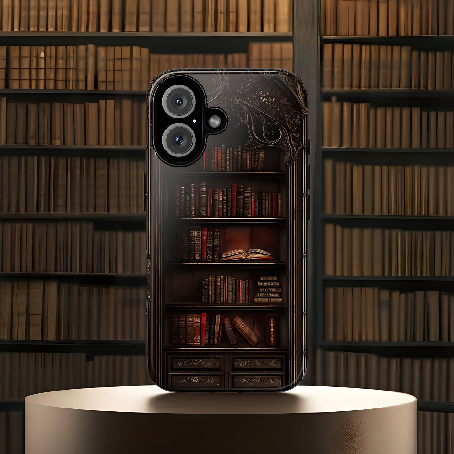 Vintage Library Bookshelf Phone Case