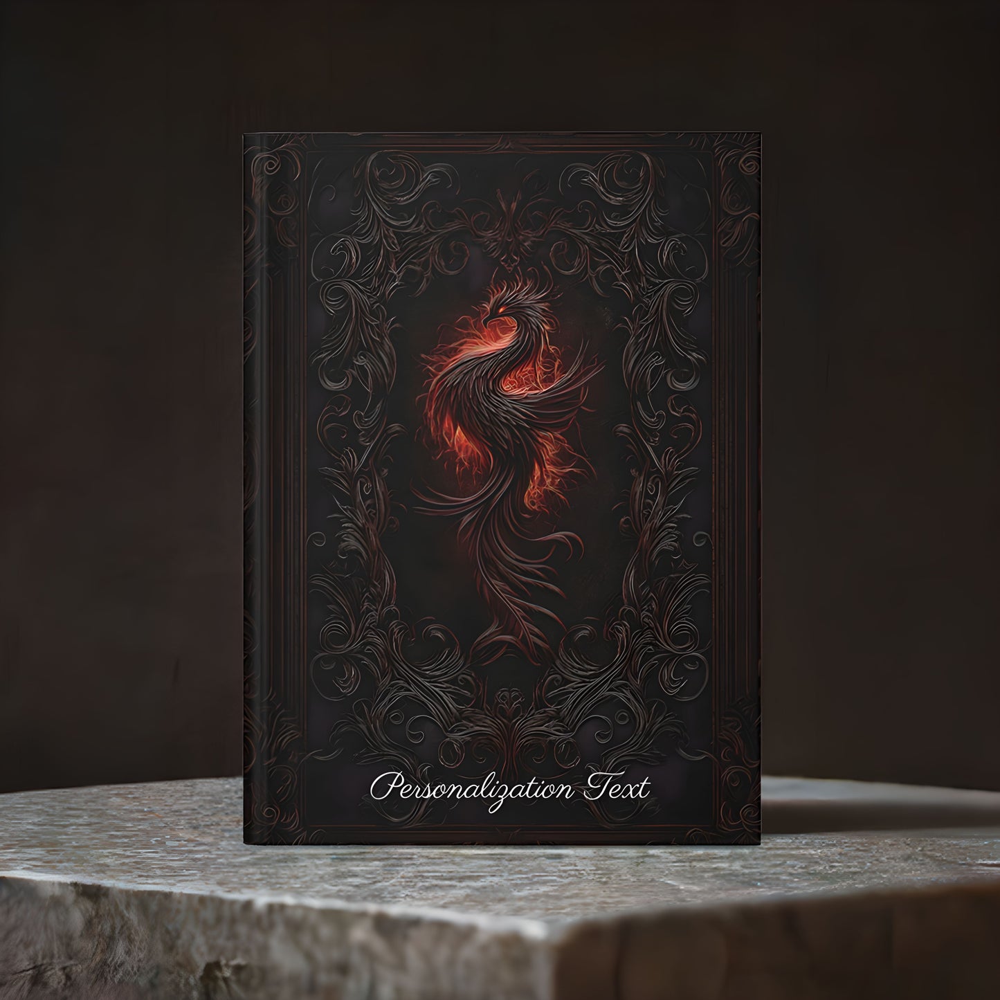 Fiery Phoenix Hardcover Journal - Personalized Notebook