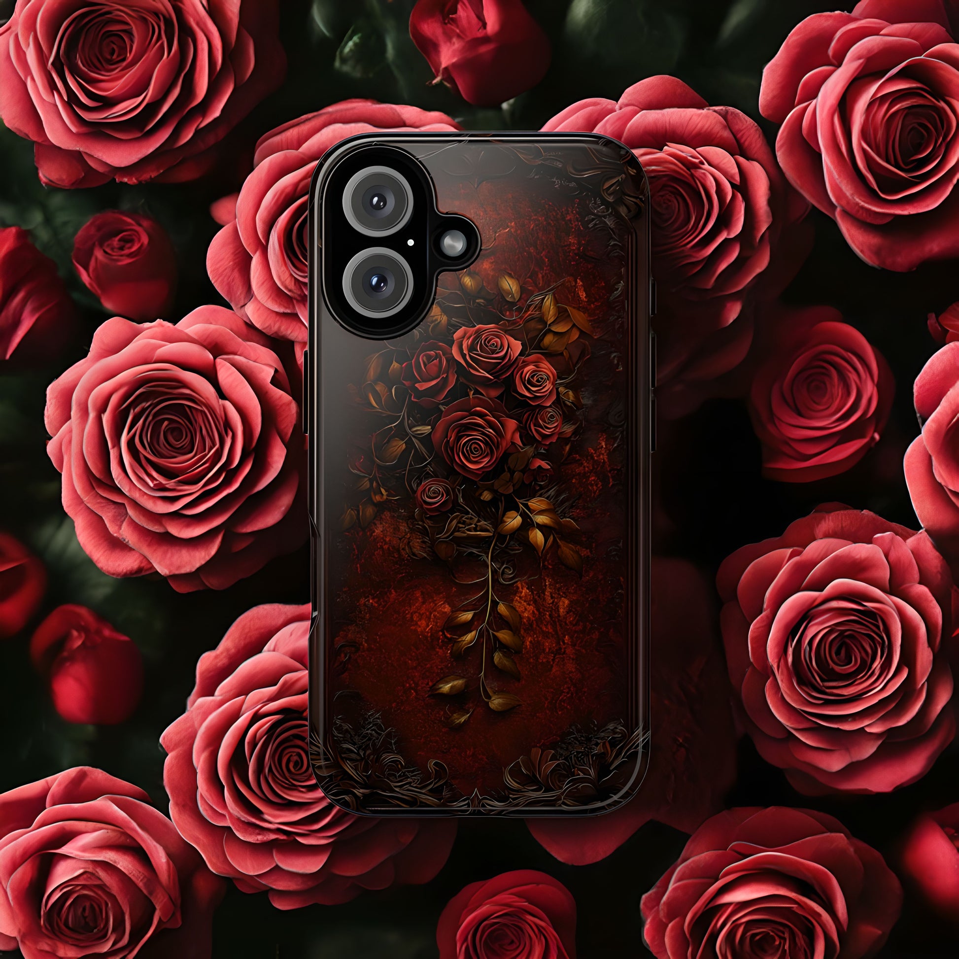 Portefeuille Adele cloutée en cuir à motif de roses pour téléphone Portefeuille Adele cloutée en cuir à motif de roses pour téléphone