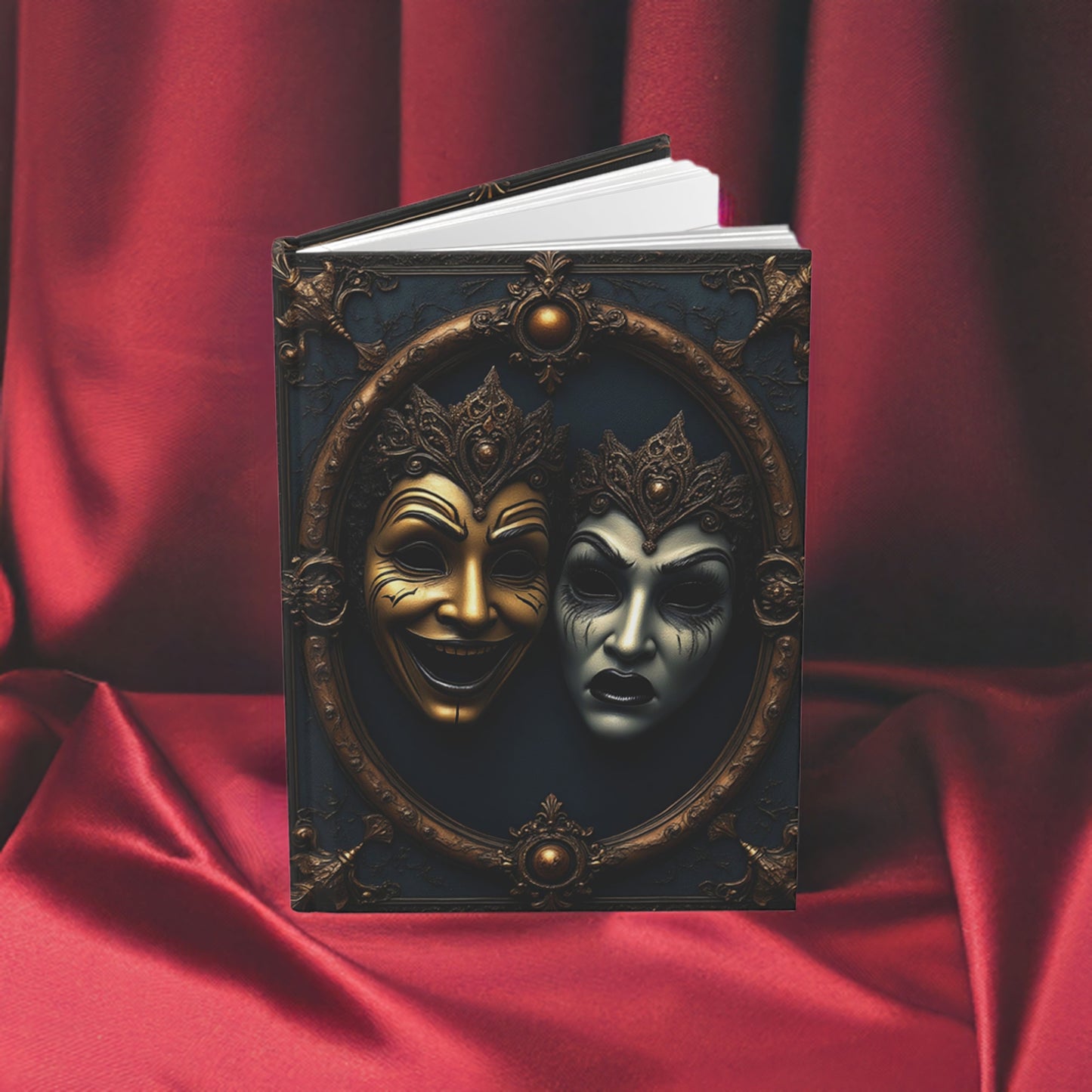 Theatrical Masks Hardcover Journal - Embrace Comedy and Tragedy