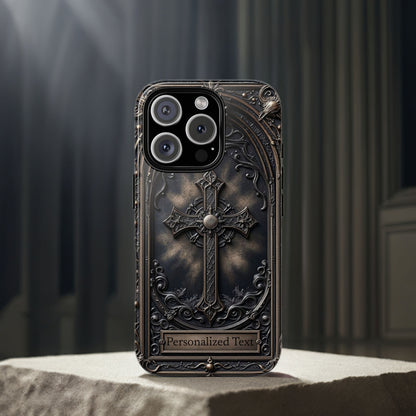 Personalized Gothic Cross Phone Case - Custom Religious & Dark Aesthetic Design