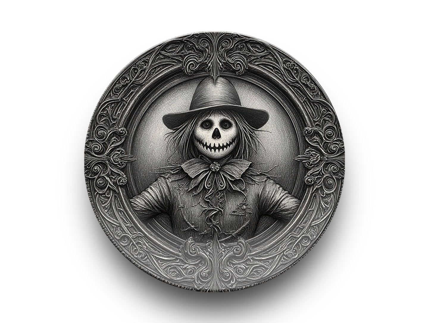 Gothic Scarecrow Plate – Halloween Horror Décor for Dark Aesthetic Homes