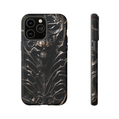 Biomechanical Horror 3 Tough Phone Case – Futuristic Alien Skull Design for iPhone, Samsung Galaxy, and Google Pixel Devices