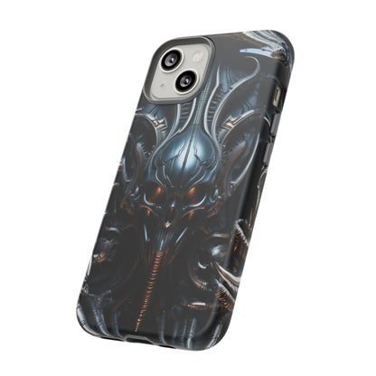 Metallic Alien Mask Phone Case – Futuristic Alien Horror Design for iPhone, Samsung Galaxy, and Google Pixel Devices