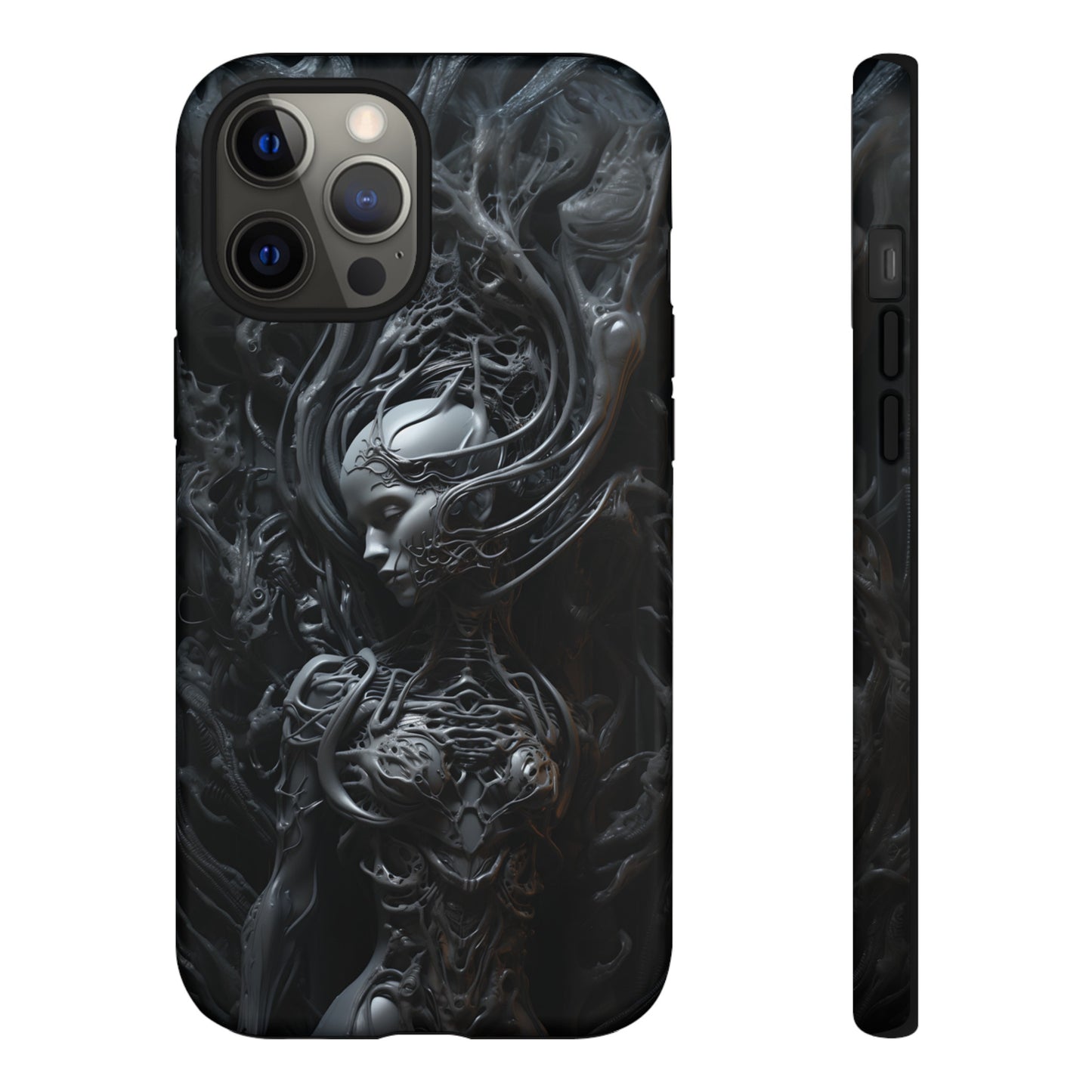 Biomechanical Beauty Phone Case – Futuristic Alien Design for iPhone, Samsung Galaxy, and Google Pixel Devices