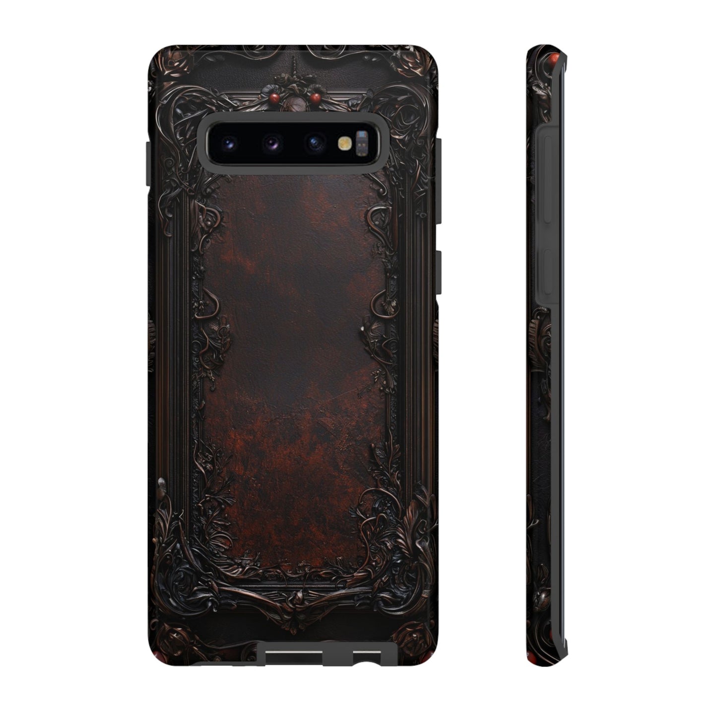 Gothic Ornate Leather-Inspired Phone Case - Dark Aesthetic Cover