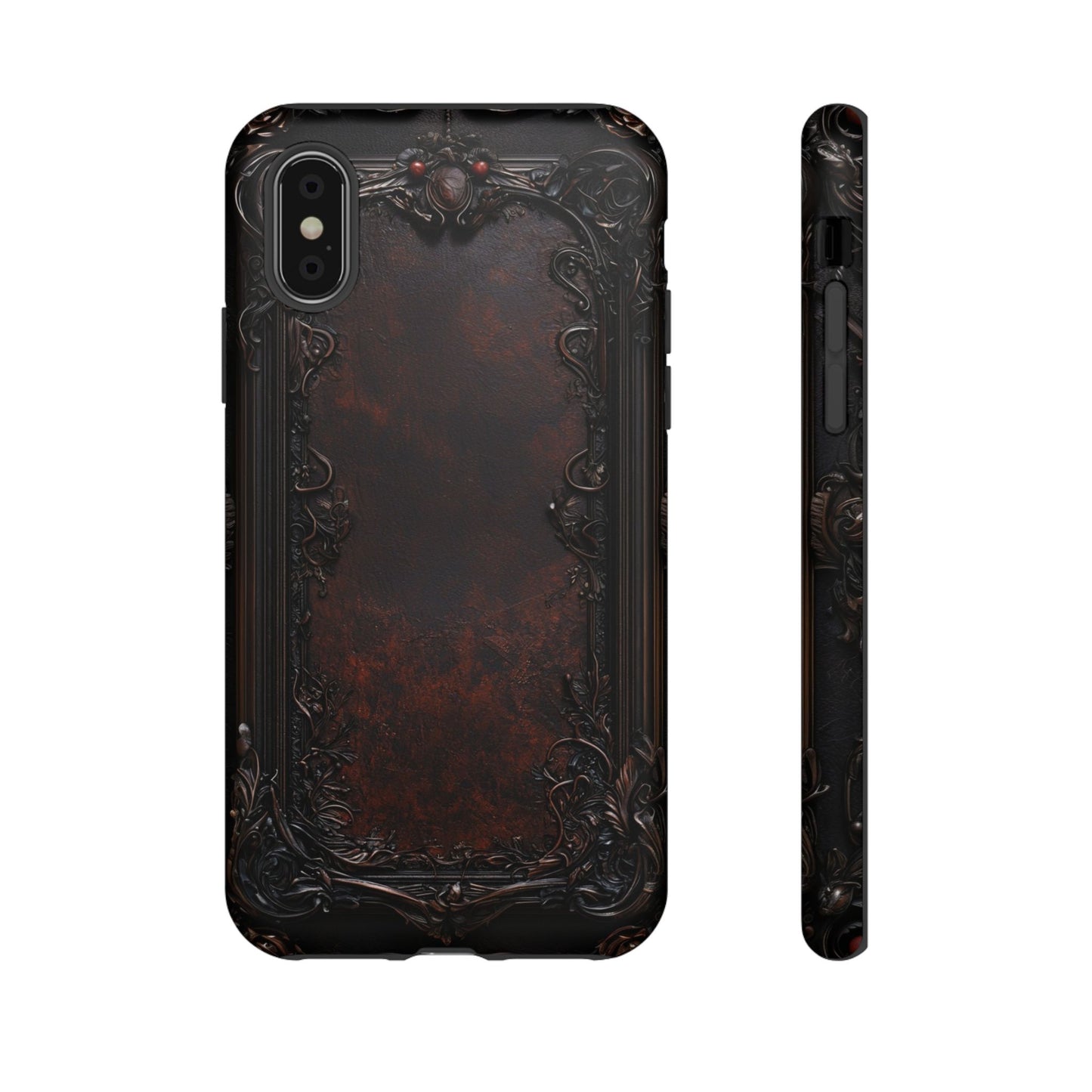 Gothic Ornate Leather-Inspired Phone Case - Dark Aesthetic Cover