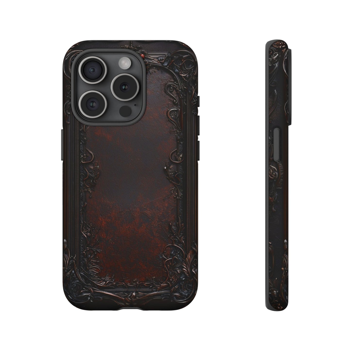 Gothic Ornate Leather-Inspired Phone Case - Dark Aesthetic Cover