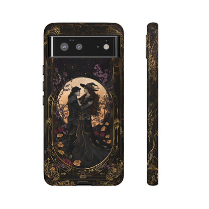 Gothic Romance Phone Case - Enchanted Witch and Lover Design for iPhone, Samsung Galaxy, and Google Pixel Devices