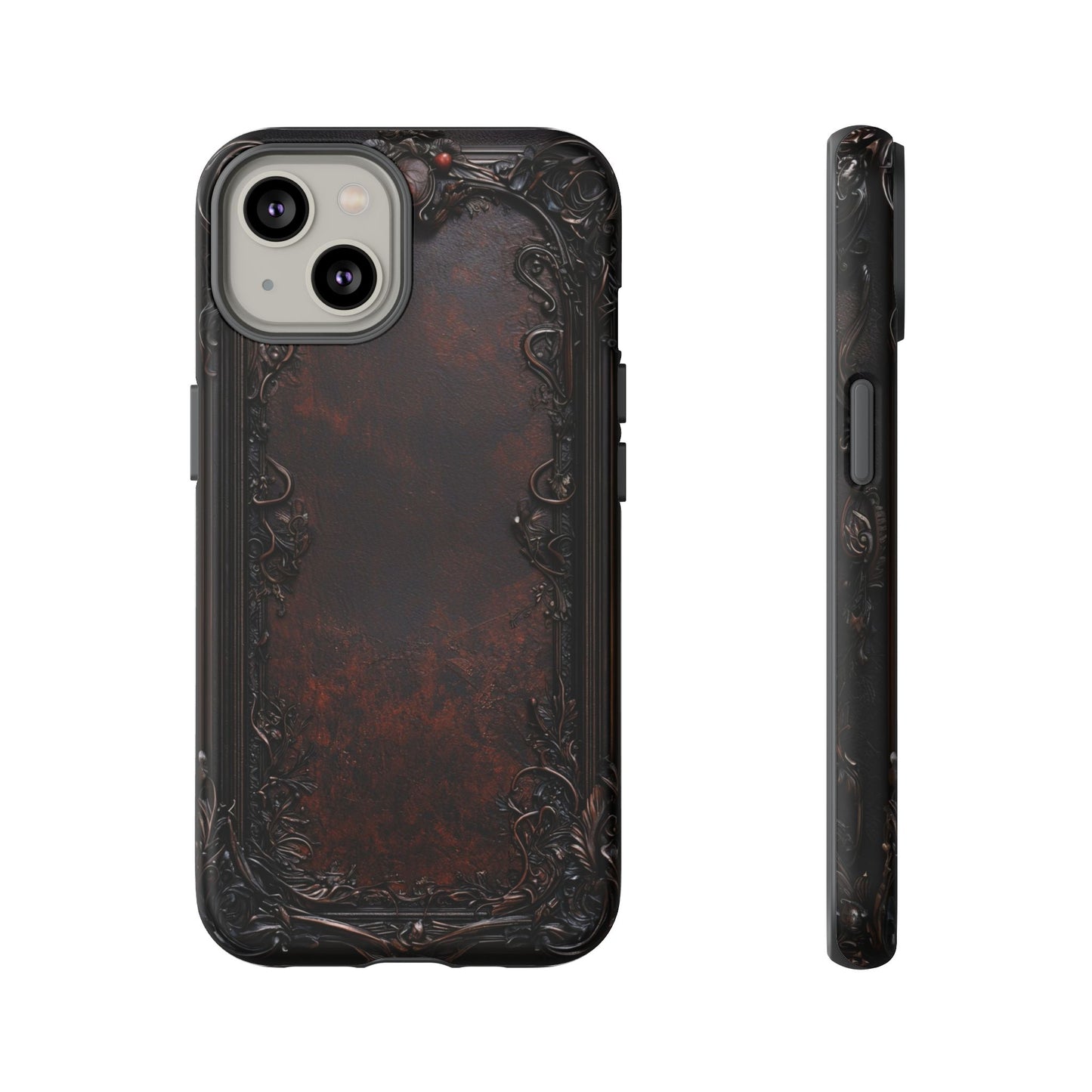 Gothic Ornate Leather-Inspired Phone Case - Dark Aesthetic Cover