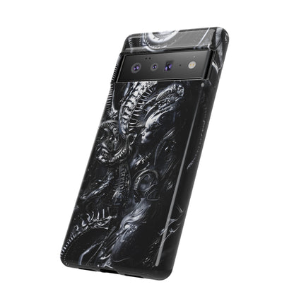 Biomechanical Transhumanism Phone Case – Alien Horror Design for iPhone and Samsung Galaxy Devices