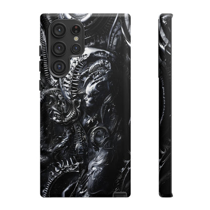 Biomechanical Transhumanism Phone Case – Alien Horror Design for iPhone and Samsung Galaxy Devices