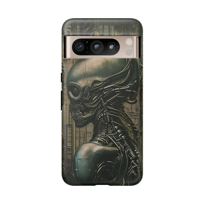 Biomechanical Android Phone Case – Futuristic Alien Horror H.R. Giger-Inspired Design for iPhone, Samsung Galaxy, and Google Pixel Devices