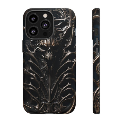 Biomechanical Horror 3 Tough Phone Case – Futuristic Alien Skull Design for iPhone, Samsung Galaxy, and Google Pixel Devices