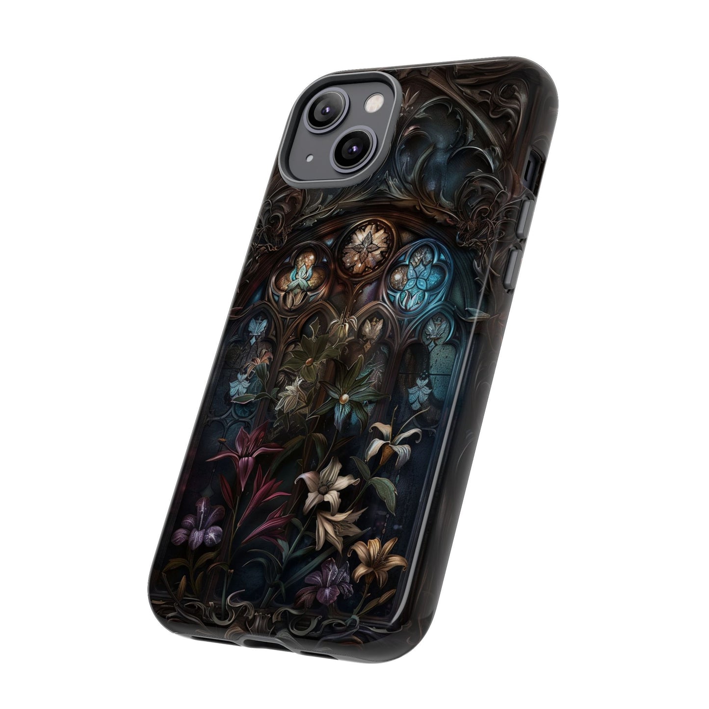 Elegant Gothic Flower Art Phone Case - Intricate Floral Design for iPhone, Samsung Galaxy, and Google Pixel Devices