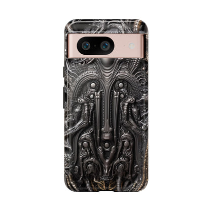 Biomechanical Horror Phone Case – Dark Sci-Fi Design for iPhone, Samsung Galaxy, Google Pixel Devices