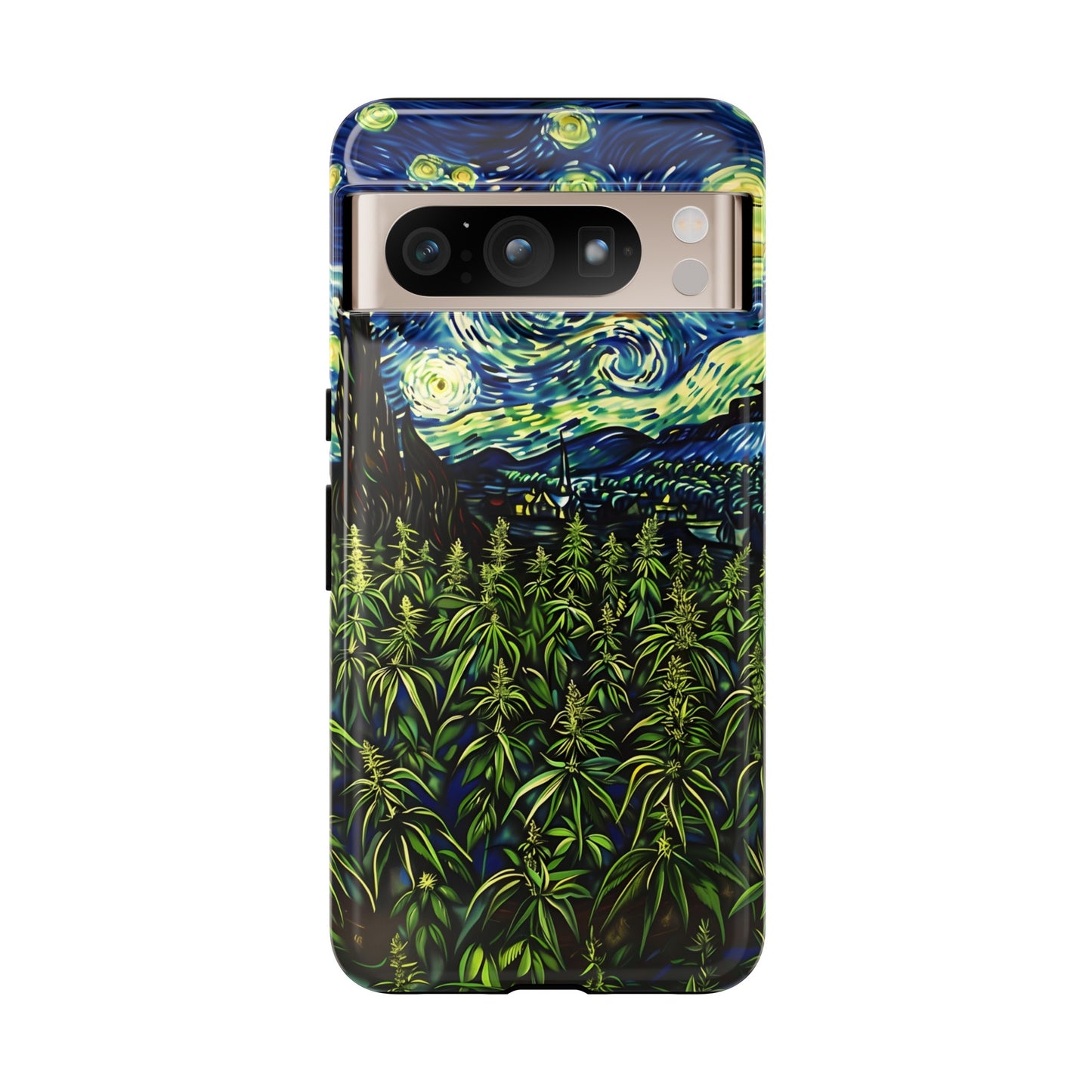 Fields of Weed Starry Night Phone Case – Artistic Marijuana Design for iPhone, Samsung Galaxy, and Google Pixel Devices