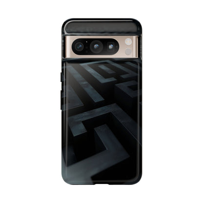 Black Maze Phone Case – Intricate Labyrinth Design for iPhone, Samsung Galaxy, and Google Pixel Devices